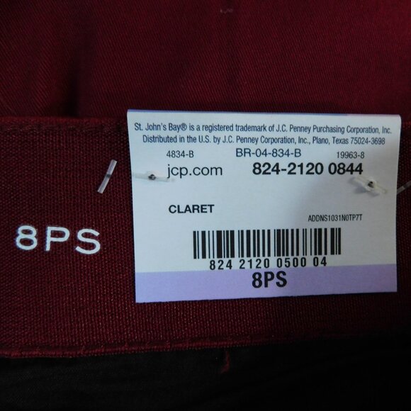 ST. JOHN’S BAY Secretly Slender Womens Straight Fit Pant Red Burgundy 8PS - Picture 3 of 7
